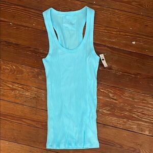 Aerie Blue Fitted Ribbed Sleeveless Tank Top